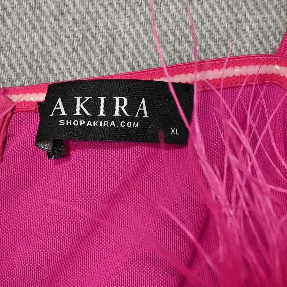 Akira Feather Crop Top Womens XL Hot Pink Ostrich Trim China